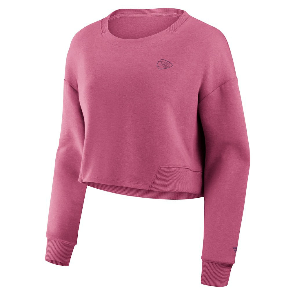 Kansas City Chiefs Women's Studio Tri-Blend Cropped Pullover Sweatshirt - Pink cheap
