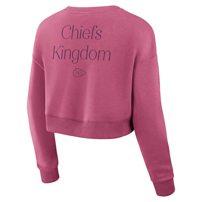 Kansas City Chiefs Women's Studio Tri-Blend Cropped Pullover Sweatshirt - Pink cheap