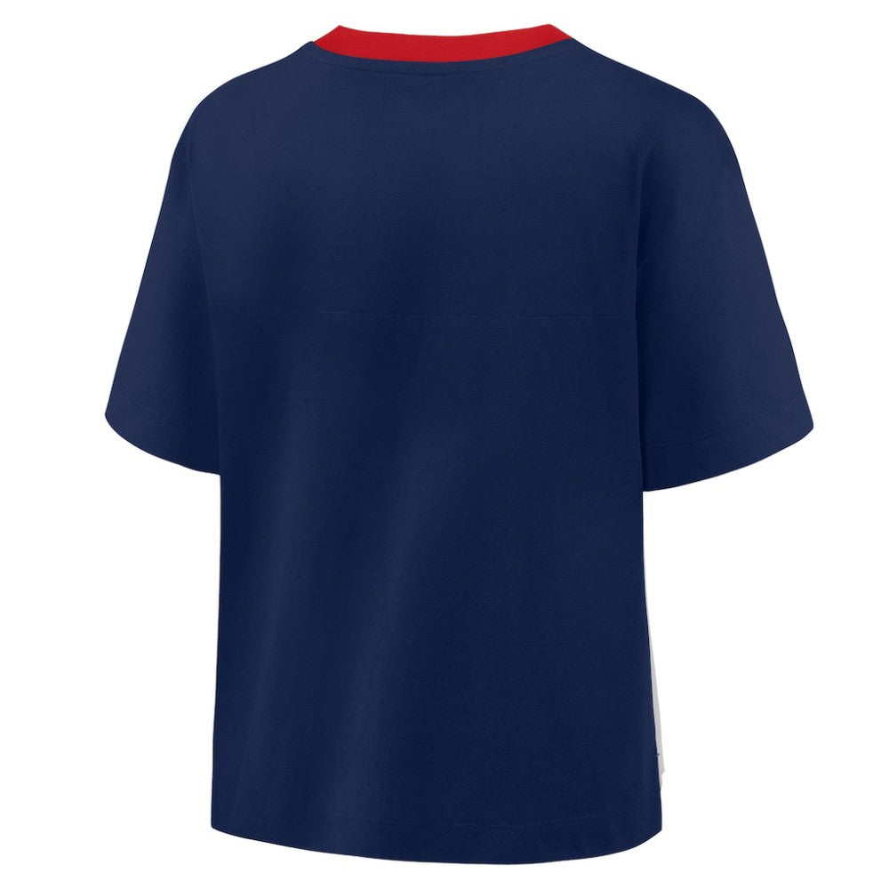 Atlanta Braves Oversized Race To Win V-Neck T-Shirt - Navy/Graphite