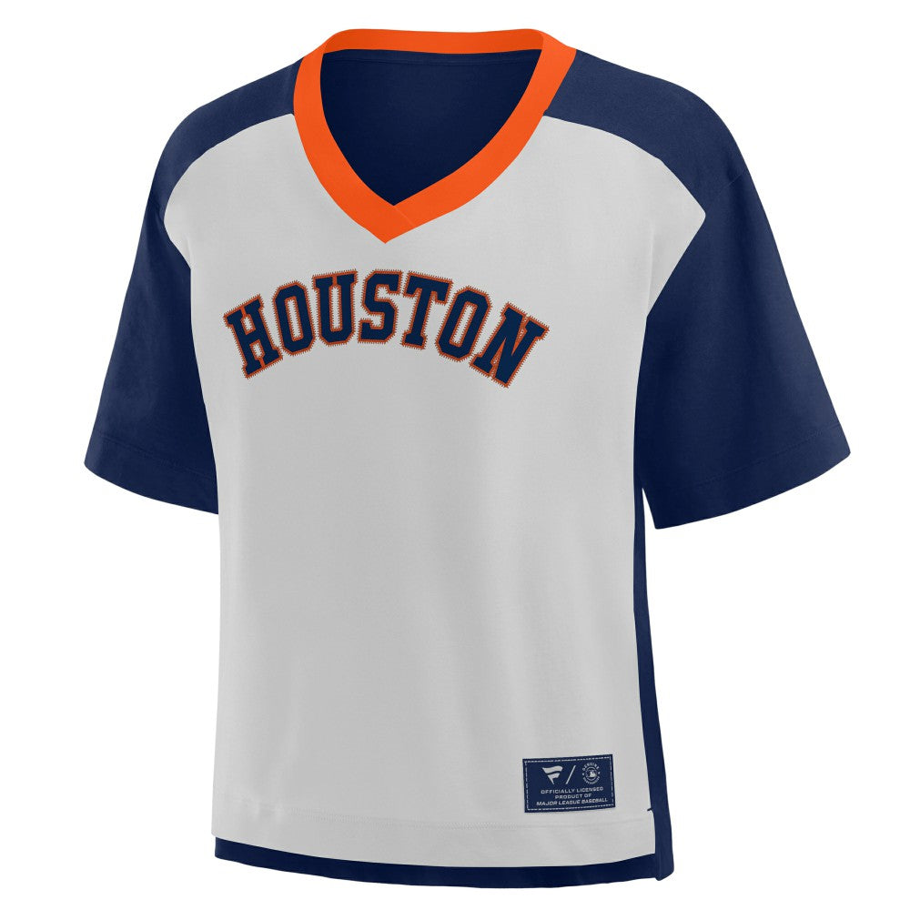 Houston Astros Oversized Race To Win V-Neck T-Shirt - Navy/Graphite
