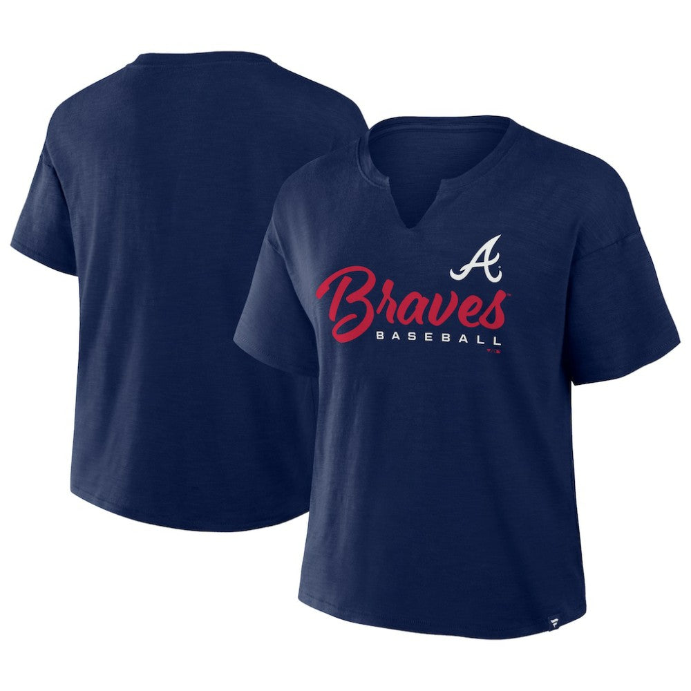 Atlanta Braves Women's Fan Fave Stadium Slub Boxy T-Shirt - Navy