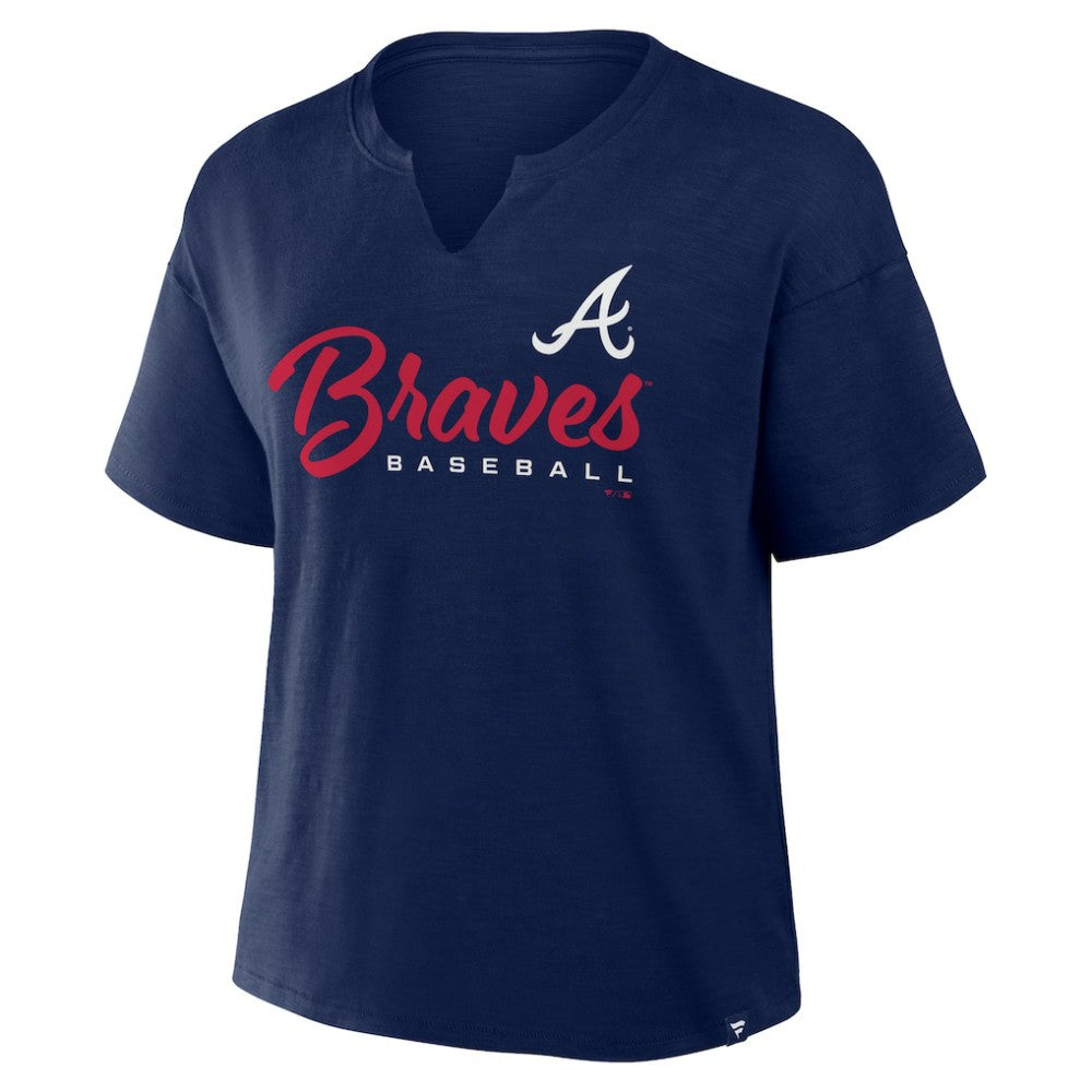 Atlanta Braves Women's Fan Fave Stadium Slub Boxy T-Shirt - Navy