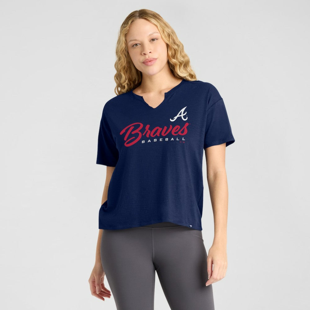 Atlanta Braves Women's Fan Fave Stadium Slub Boxy T-Shirt - Navy