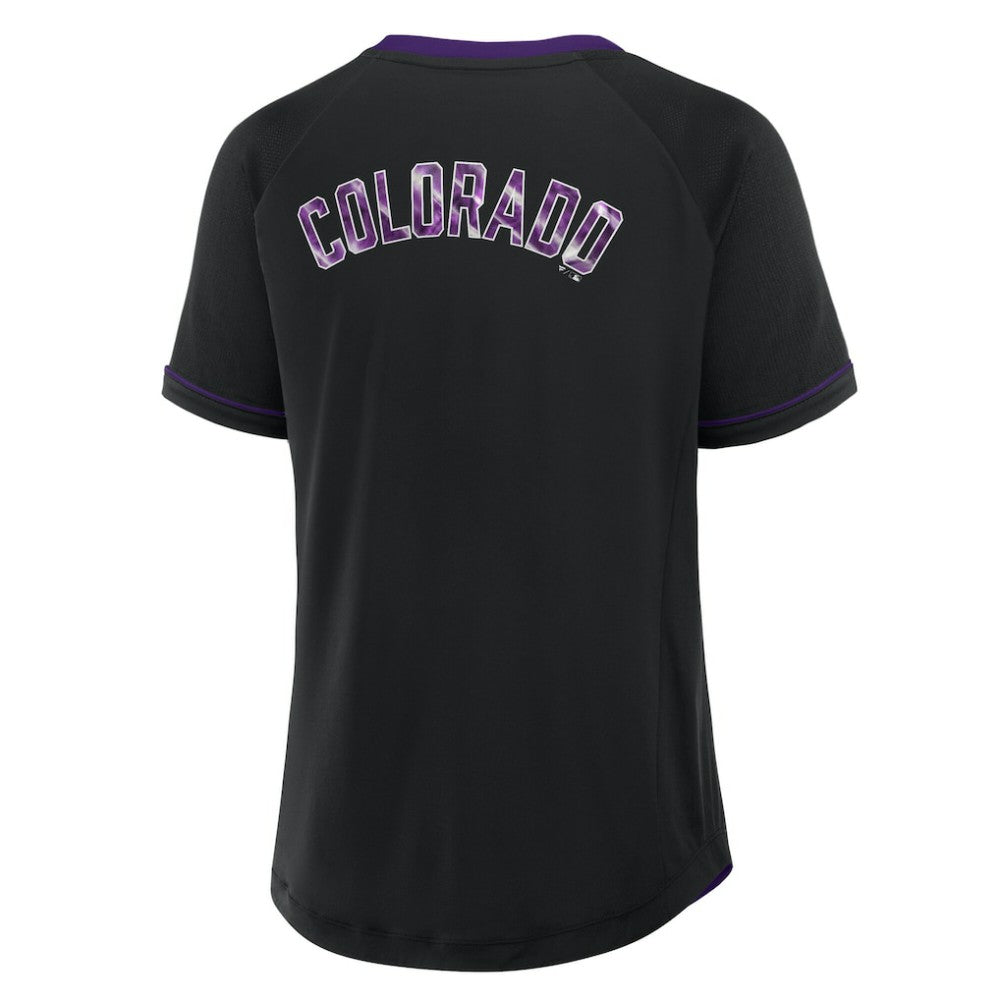 Colorado Rockies Women's League Diva Star Raglan V-Neck T-Shirt - Black