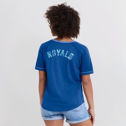 Kansas City Royals Women's League Diva Star Raglan V-Neck T-Shirt - Royal