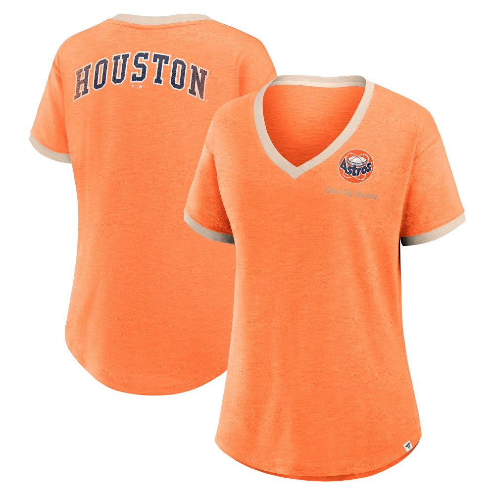 Houston Astros Women's Binge Worthy Stadium Slub V-Neck T-Shirt - Orange