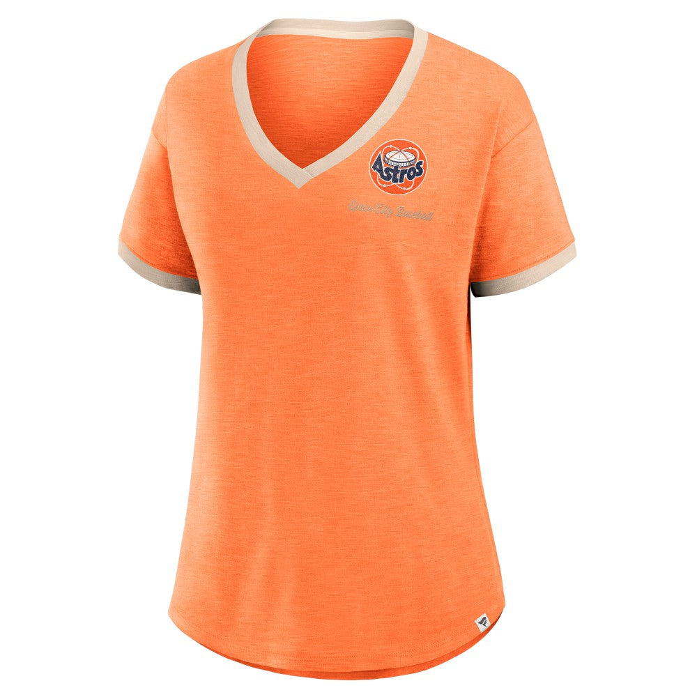 Houston Astros Women's Binge Worthy Stadium Slub V-Neck T-Shirt - Orange