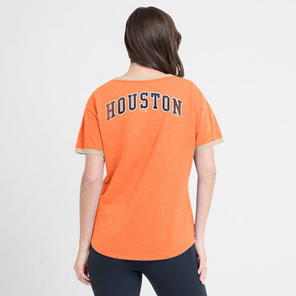 Houston Astros Women's Binge Worthy Stadium Slub V-Neck T-Shirt - Orange