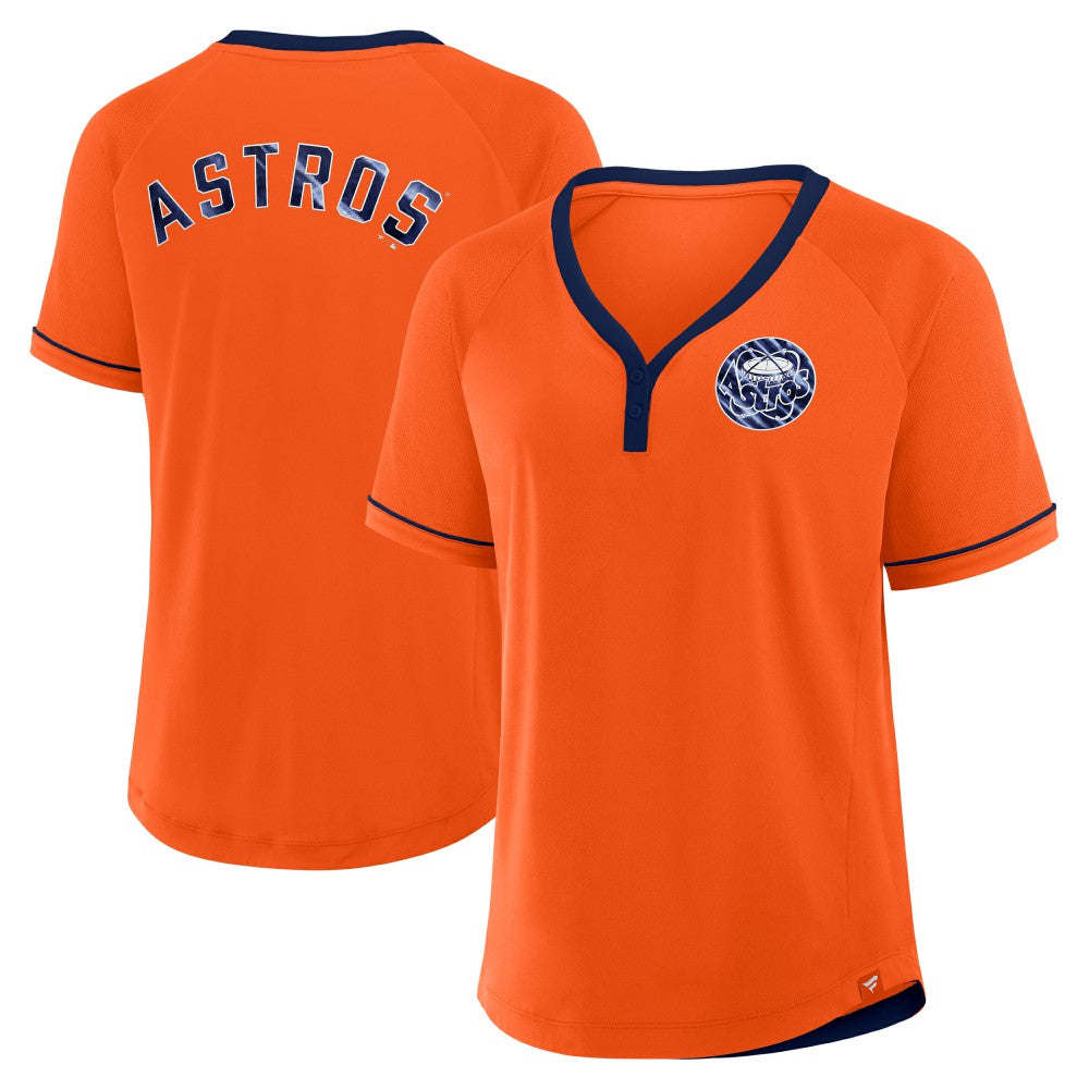 Houston Astros Women's Cooperstown Collection League Diva Raglan V-Neck T-Shirt - Orange