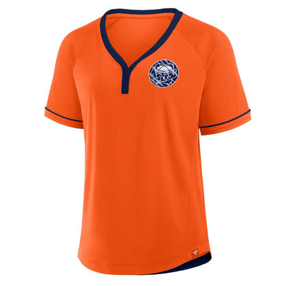 Houston Astros Women's Cooperstown Collection League Diva Raglan V-Neck T-Shirt - Orange