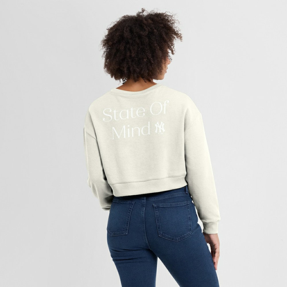 New York Yankees Women's Studio Cropped Pullover Sweatshirt - Cream