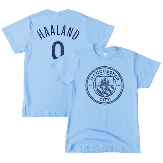 Erling Haaland Manchester City 1863FC Youth Player T-Shirt - Sky Blue outlet