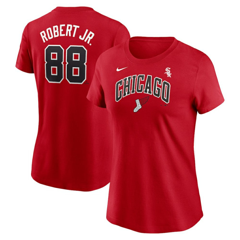 Luis Robert Jr. Chicago White Sox Women's 2025 City Connect Fuse Name & Number T-Shirt - Red | Nike