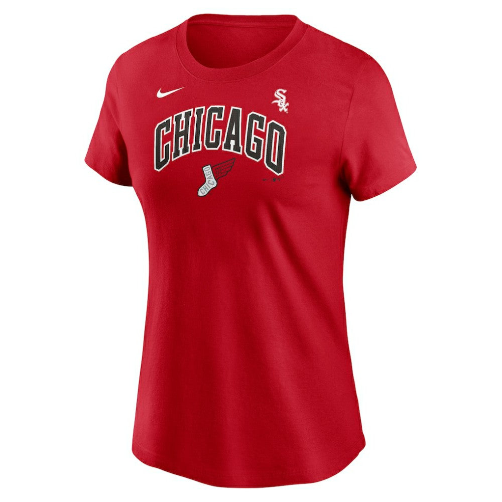 Luis Robert Jr. Chicago White Sox Women's 2025 City Connect Fuse Name & Number T-Shirt - Red | Nike