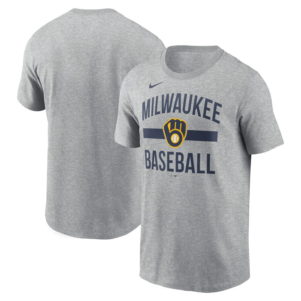 Milwaukee Brewers  Arched T-Shirt - Heather Gray | Nike