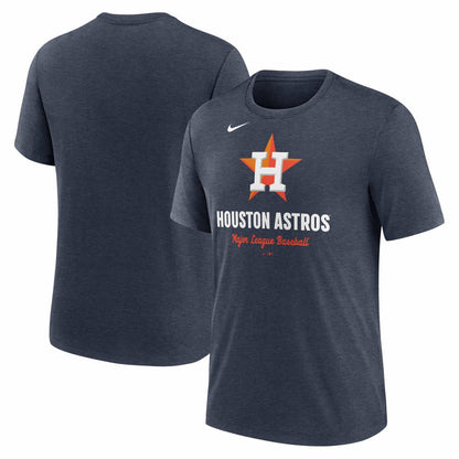 Houston Astros Logo Tri-Blend T-Shirt - Heather Navy | Nike