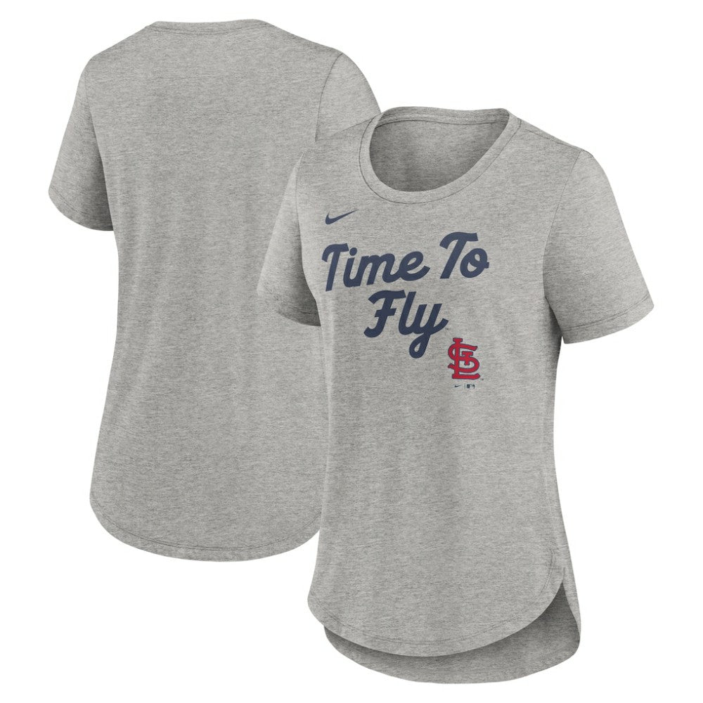 St. Louis Cardinals Women's Script Tri-Blend T-Shirt - Heather Gray | Nike