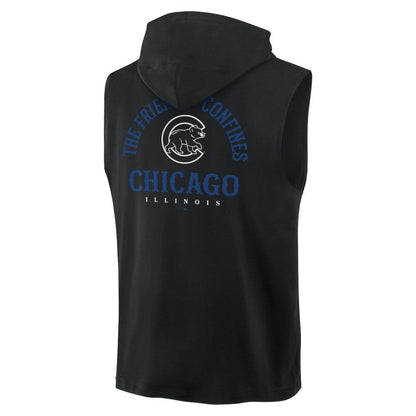 Chicago Cubs Fire Speed Sleeveless Pullover Hoodie - Black