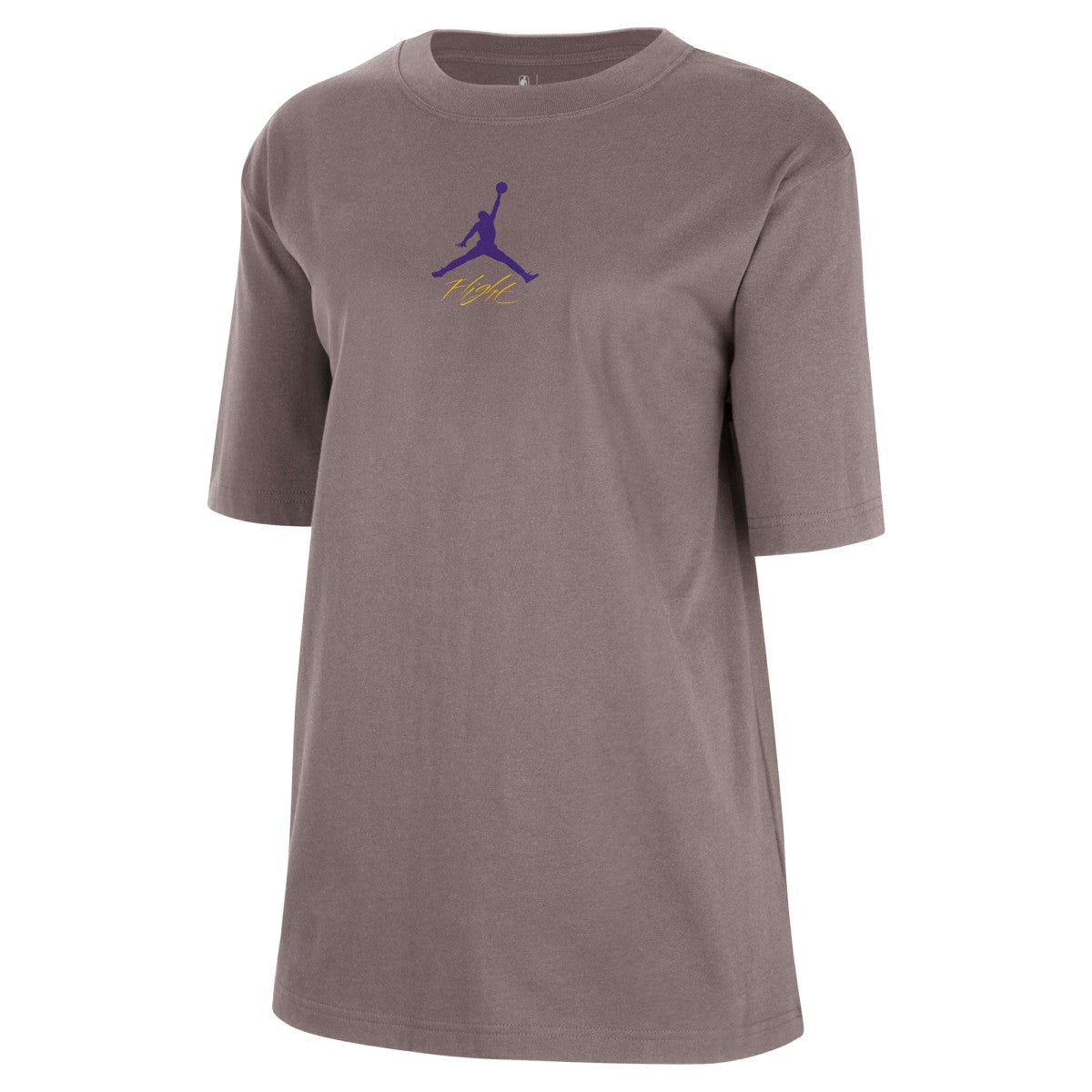 Los Angeles Lakers Jordan Brand Women's Courtside Statement Edition Boyfriend T-Shirt - Charcoal discount
