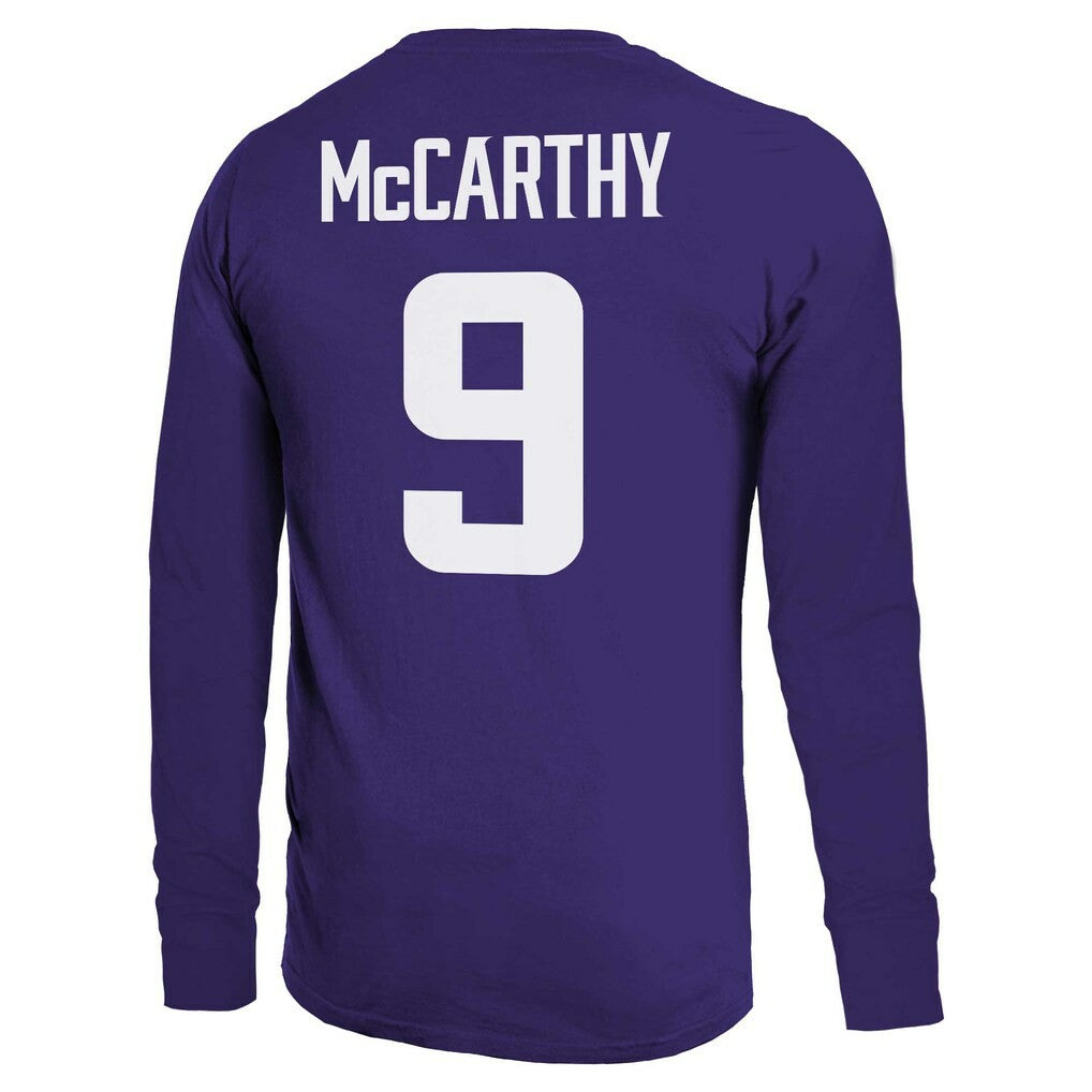 J.J. McCarthy Minnesota Vikings Majestic Threads Name & Number Long Sleeve T-Shirt - Purple discount