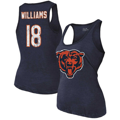 Caleb Williams Chicago Bears Majestic Threads Women's Name & Number Tri-Blend Scoop Neck Tank Top - Navy cheap