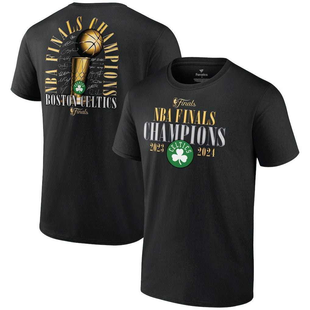 Boston Celtics 2024 NBA Finals Champions Big & Tall Fade Away Jumper Roster Signature T-Shirt - Black | Fanatics outlet