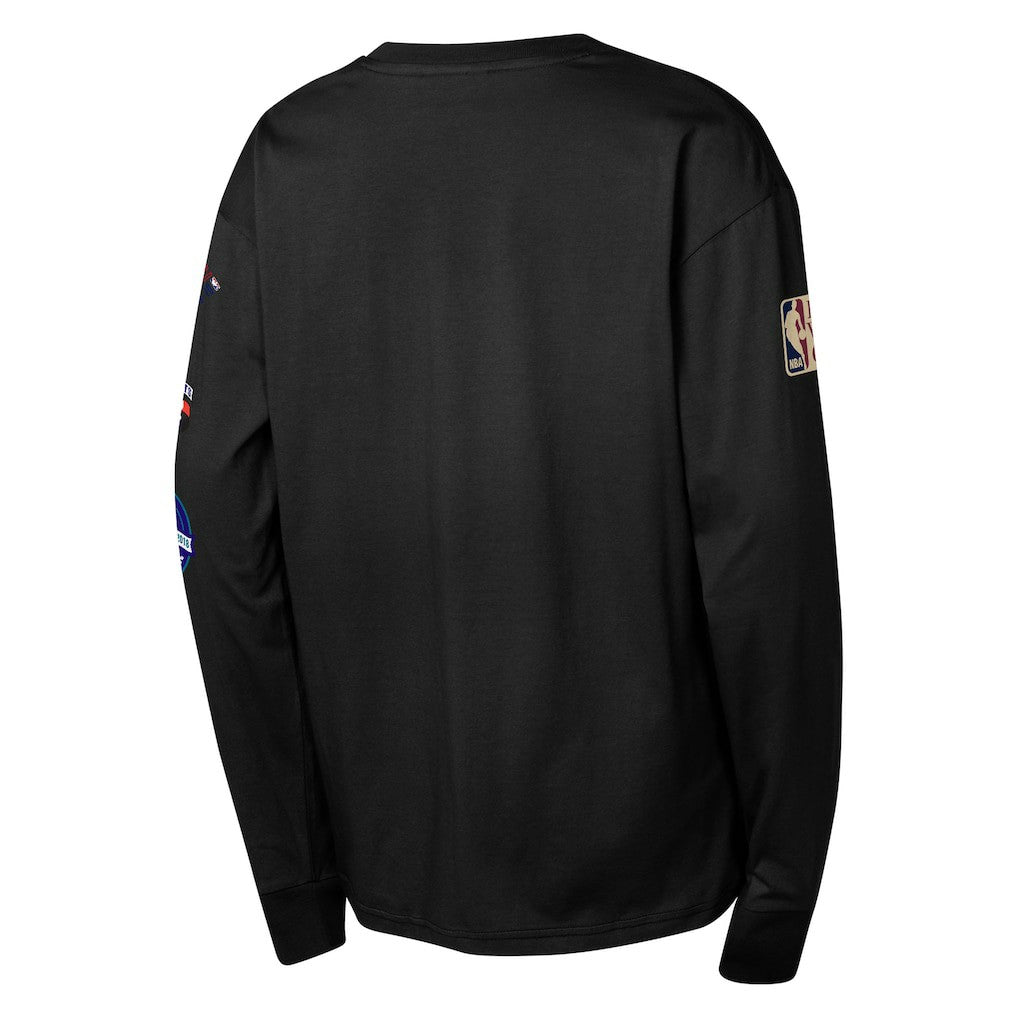 Charlotte Hornets Youth Hardwood Classic All Over Long Sleeve T-Shirt - Black | Mitchell & Ness sale