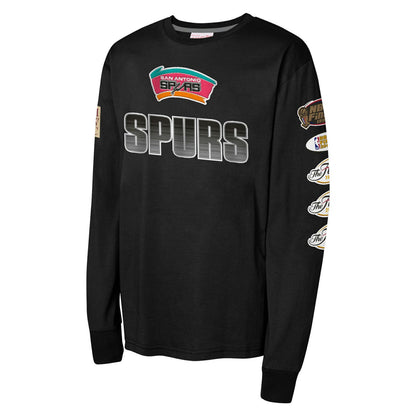 San Antonio Spurs Youth Hardwood Classics All Over Long Sleeve T-Shirt - Black | Mitchell & Ness cheap