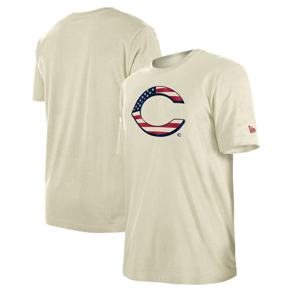 Cincinnati Reds Americana Flag Fill T-Shirt - Cream | New Era