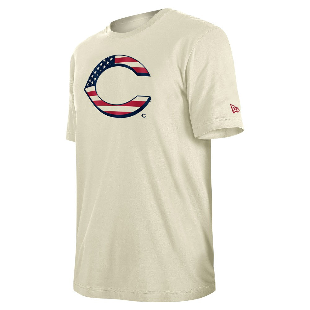 Cincinnati Reds Americana Flag Fill T-Shirt - Cream | New Era