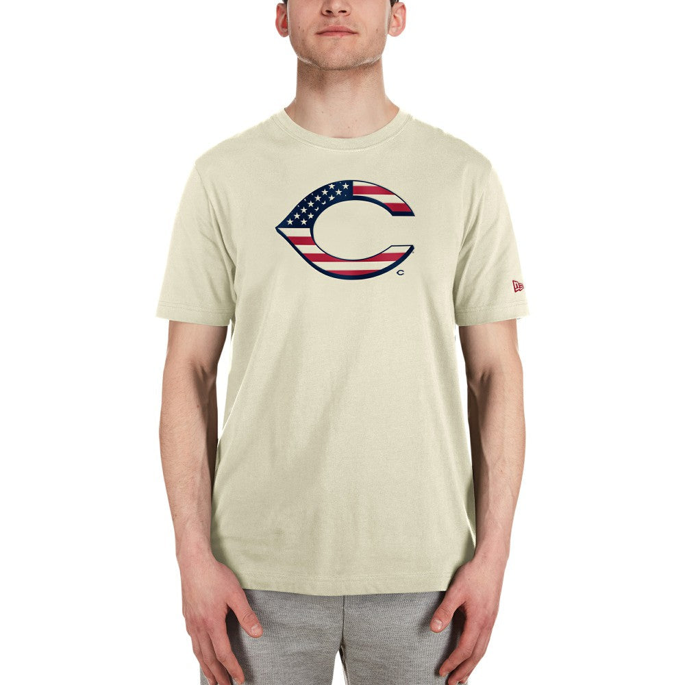 Cincinnati Reds Americana Flag Fill T-Shirt - Cream | New Era