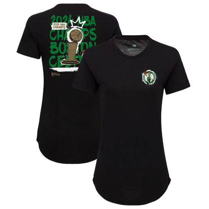 Boston Celtics Sportiqe Women's 2024 NBA Finals Champions King of the Court Phoebe Tri-Blend T-Shirt - Black cheap