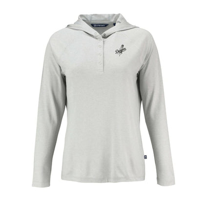 Los Angeles Dodgers Cutter & Buck Women's Coastline Epic Comfort Eco Recycled Raglan Long Sleeve Hoodie T-Shirt - Gray