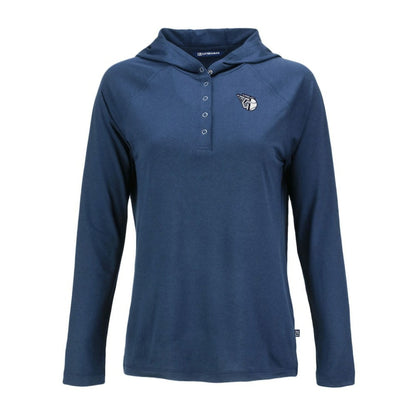 Cleveland Guardians Cutter & Buck Women's Coastline Epic Comfort Eco Recycled Raglan Long Sleeve Hoodie T-Shirt - Navy