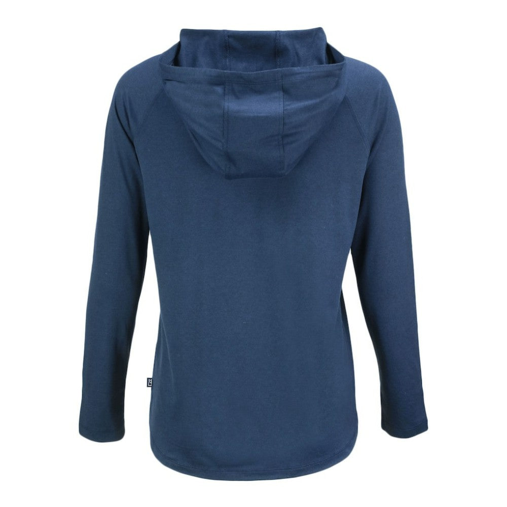 Cleveland Guardians Cutter & Buck Women's Coastline Epic Comfort Eco Recycled Raglan Long Sleeve Hoodie T-Shirt - Navy
