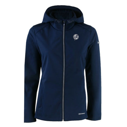 New York Yankees Cutter & Buck Women's Evoke Eco Softshell Recycled Full-Zip Hoodie Jacket - Navy
