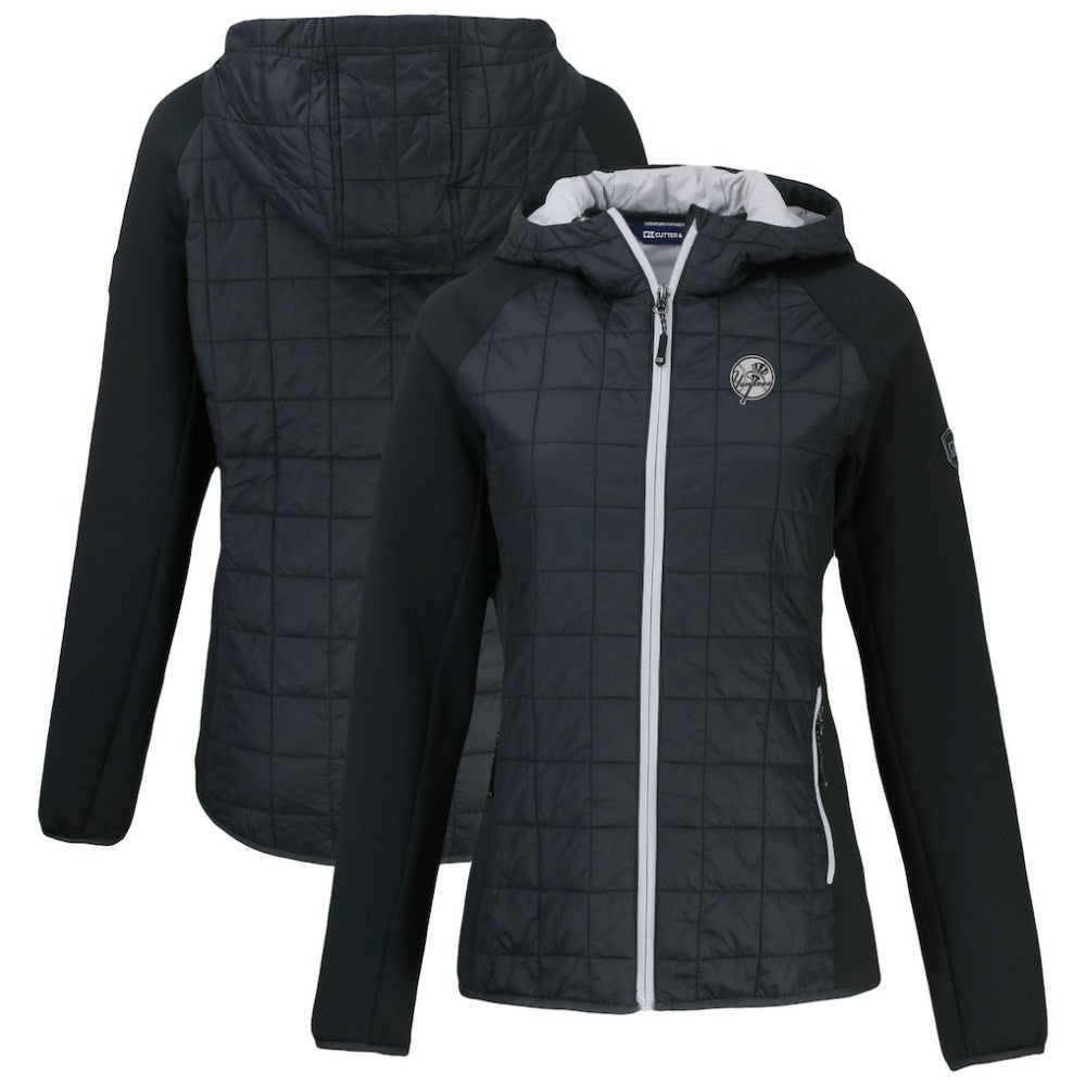 New York Yankees Cutter & Buck Women's Rainier Primaloft Eco Full-Zip Hybrid Jacket - Black