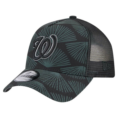 Washington Nationals 9FORTY A-Frame Trucker Adjustable Hat - Black | New Era