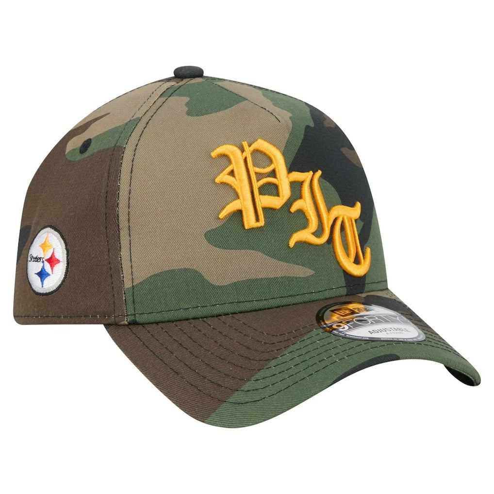 Pittsburgh Steelers New Era Mystic Camo A-Frame 9FORTY Adjustable Hat - Camo for sale