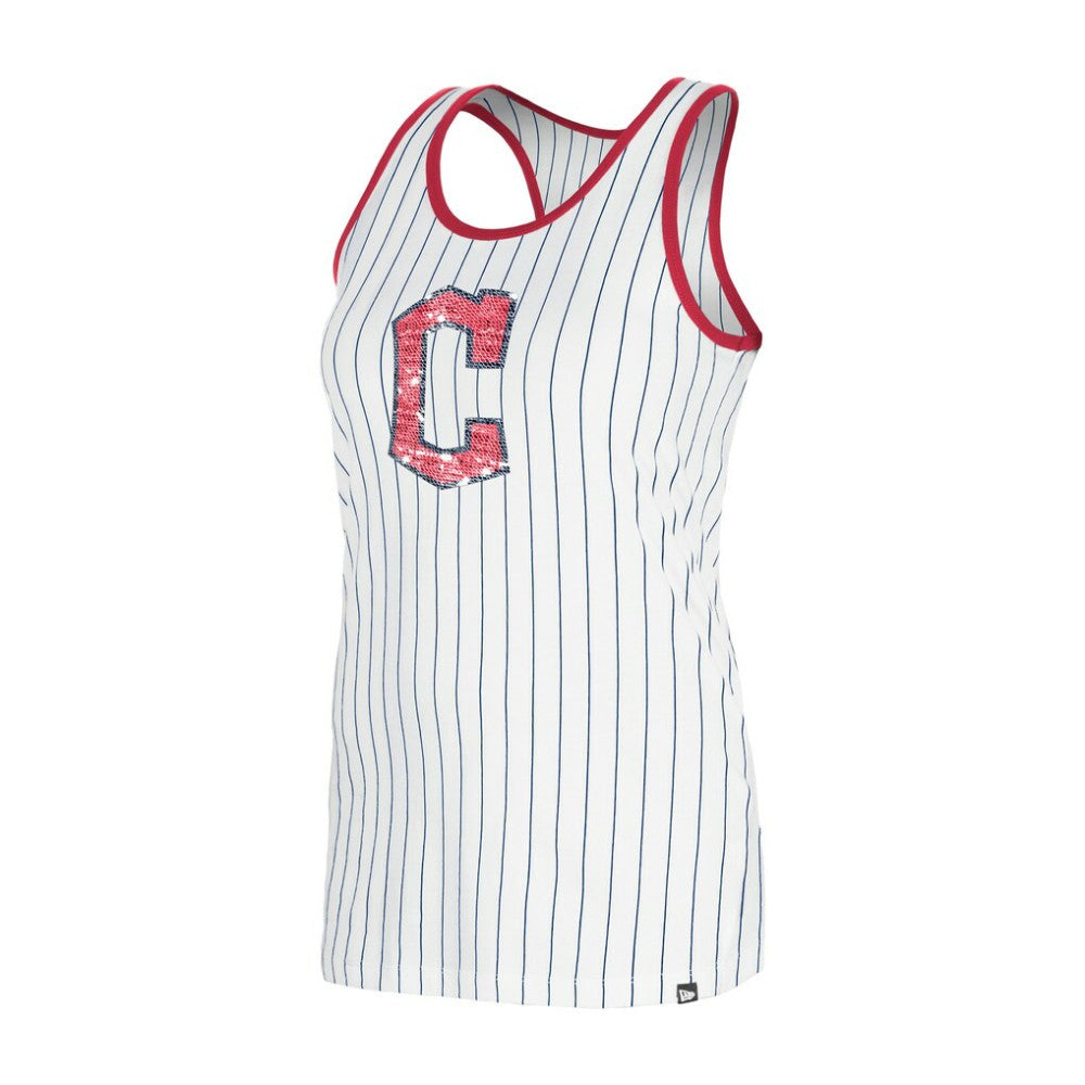 Cleveland Guardians Women's Gameday Pinstripe Tank Top - White | New Era