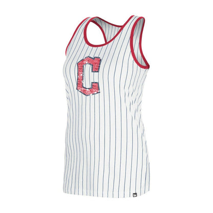 Cleveland Guardians Women's Gameday Pinstripe Tank Top - White | New Era