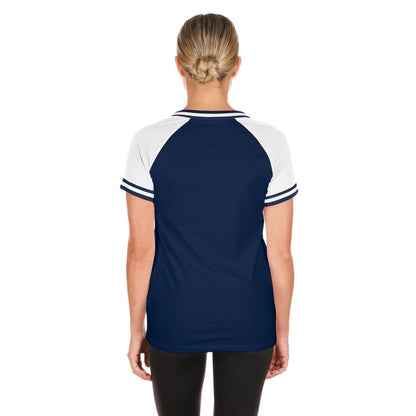 Chicago Cubs Women's Gameday Raglan V-Neck T-Shirt - Navy | New Era