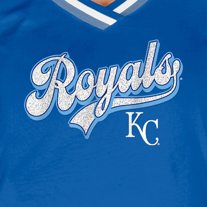 Kansas City Royals Women's Gameday Raglan V-Neck T-Shirt - Royal | New Era