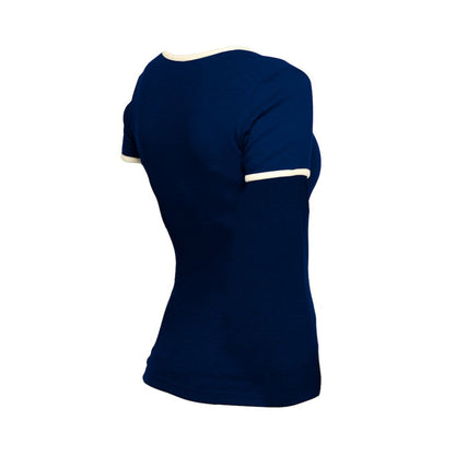 Atlanta Braves Women's Throwback Lace Up T-Shirt - Navy | New Era