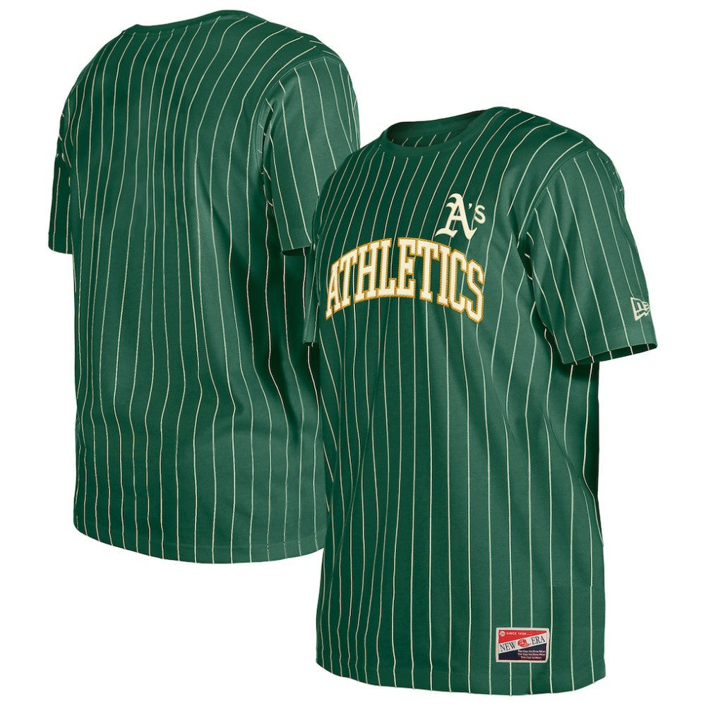 Athletics Throwback Pinstripe T-Shirt - Green | New Era