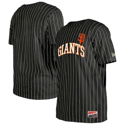 San Francisco Giants Throwback Pinstripe T-Shirt - Black | New Era