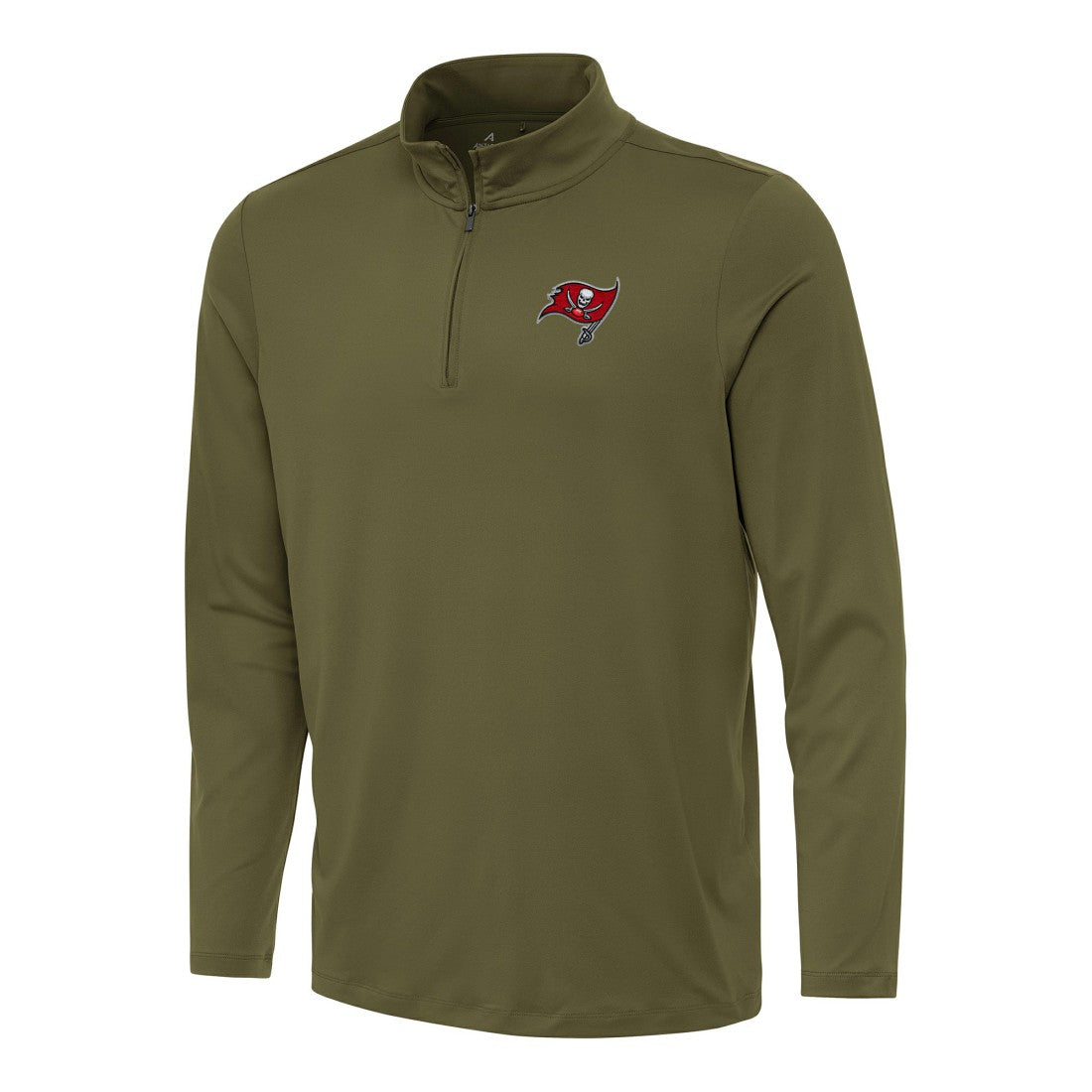 Tampa Bay Buccaneers Antigua Reprocess Quarter-Zip Top - Olive on sale