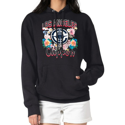 LA Clippers G-III 4Her by Carl Banks Women's Flowers Team Logo Graphic Fleece Pullover Hoodie - Black discount