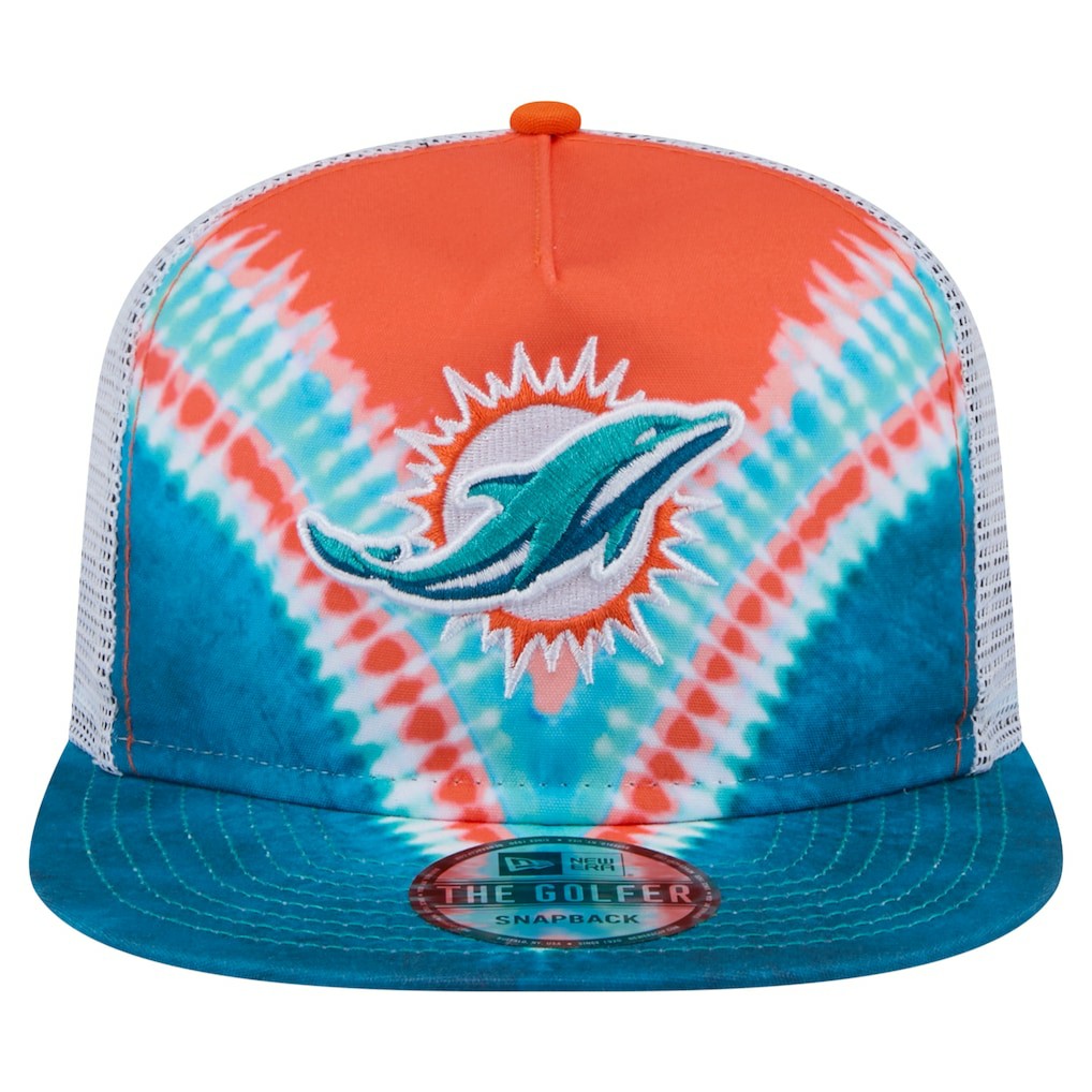 Miami Dolphins New Era Throwback Dye Golfer Snapback Hat - Orange/Aqua outlet