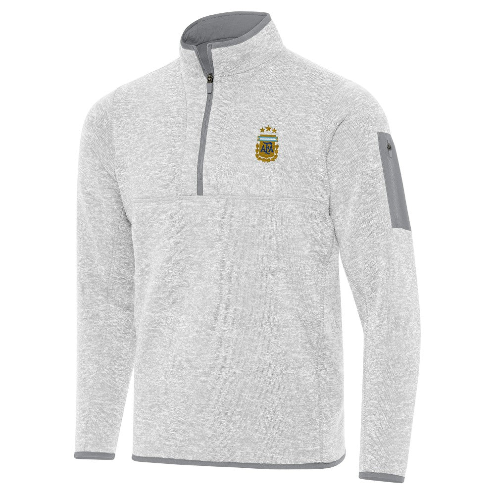 Argentina National Team Antigua Fortune Quarter-Zip Pullover Jacket - Heather Gray on sale
